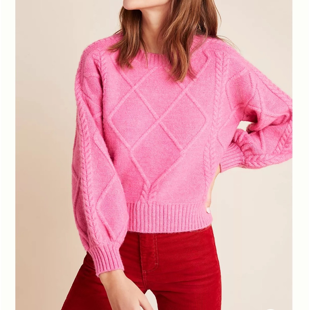 Anthropologie- Line and Dot Pink Sweater